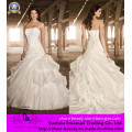 2014 A-Line Empire Satin Lace Strapless Lace-up Draped White Wedding Dress (w022)